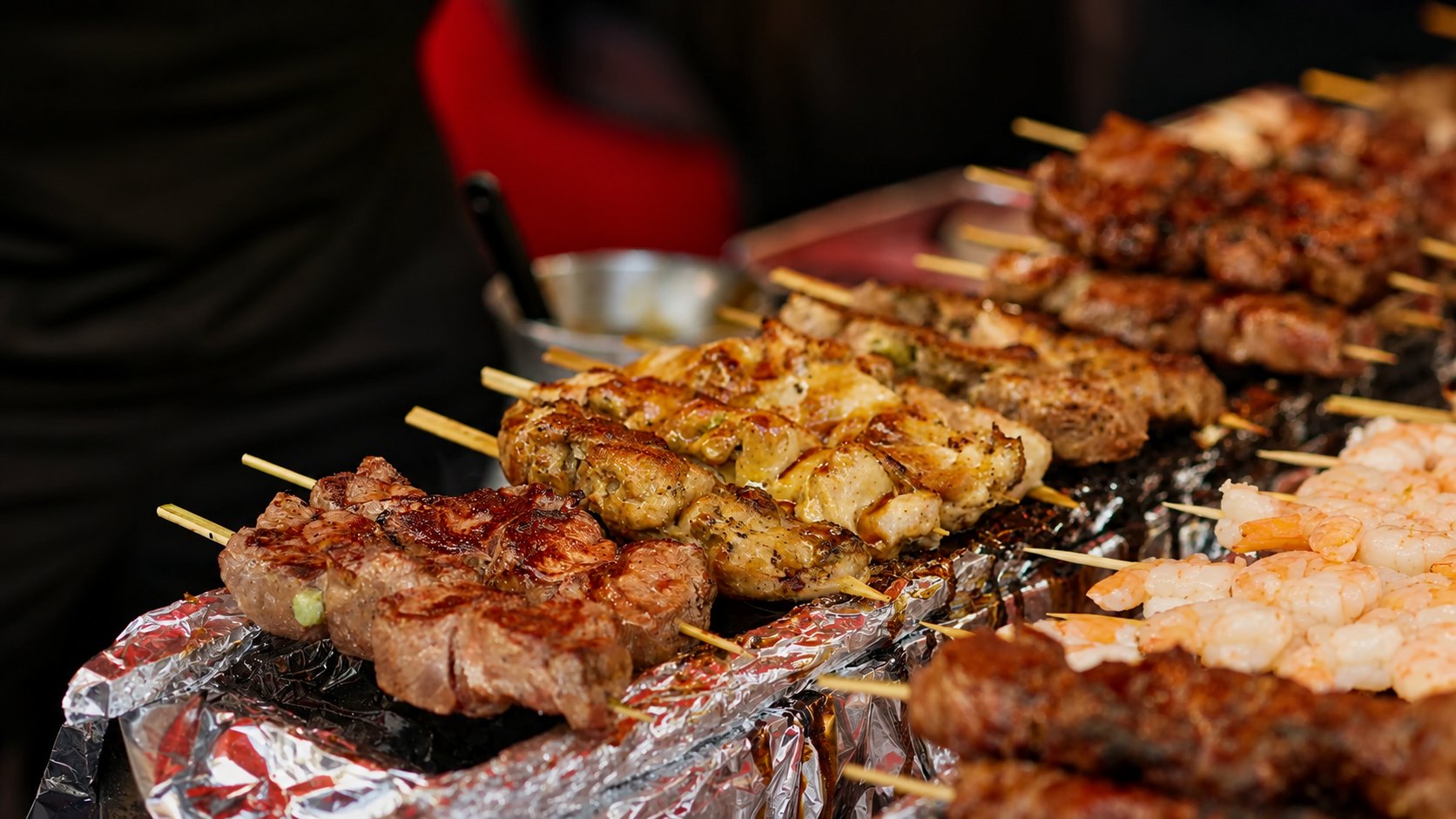 Mega Night Market street food stalls at night